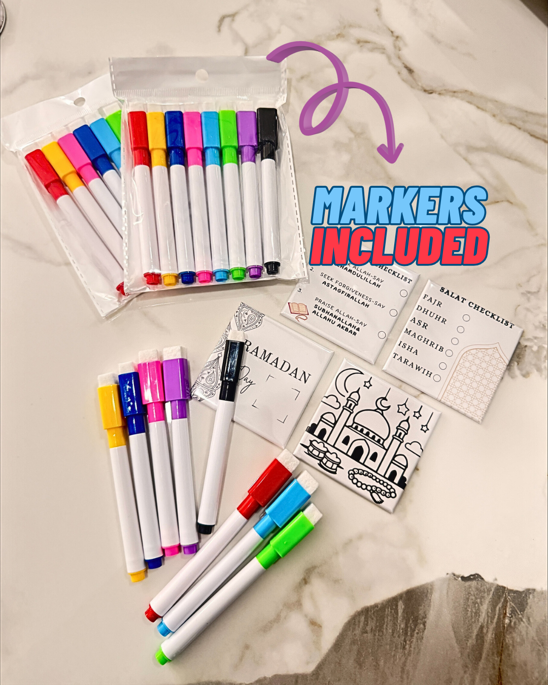 Ramadan Dry Erase Colouring Magnets & Markers