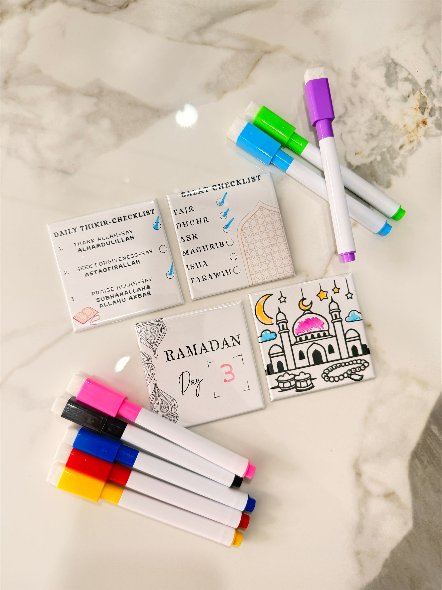 Ramadan Dry Erase Colouring Magnets & Markers